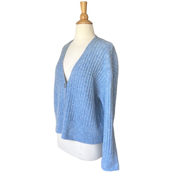 ZARA Ribbed Knit Boxy Cropped Cardigan Sweater, L - Picture 6 of 15